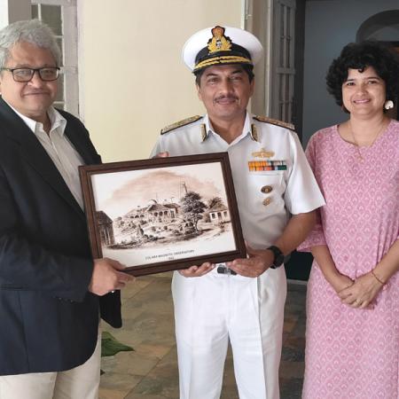 Indian Navy Vice Admiral Shri Sandip Naithani Visited Colaba Magnetic Oobservatory on 12 Dec. 2023